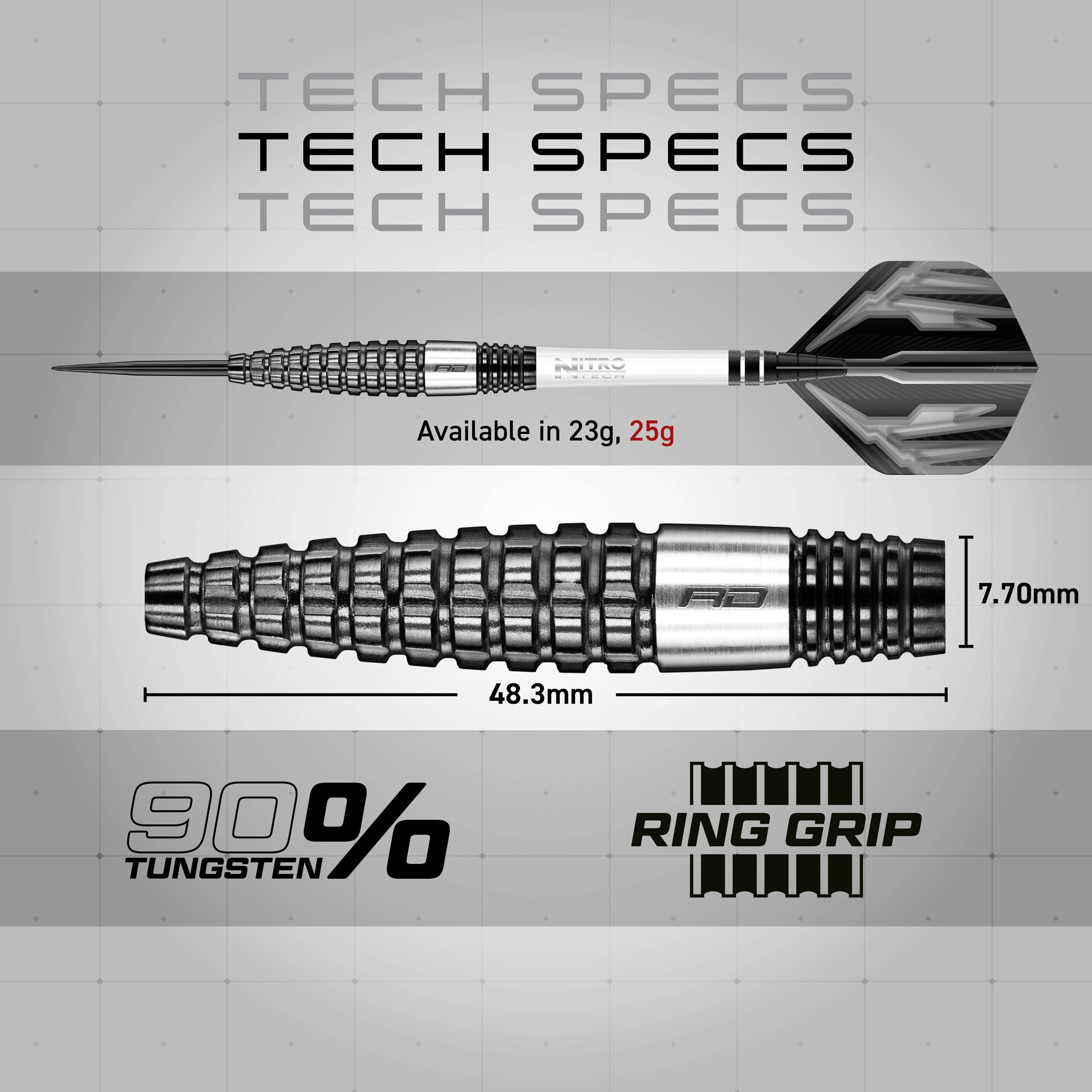 Red Dragon Carnage 3: 25g Tungsten Darts with Flights and Stems